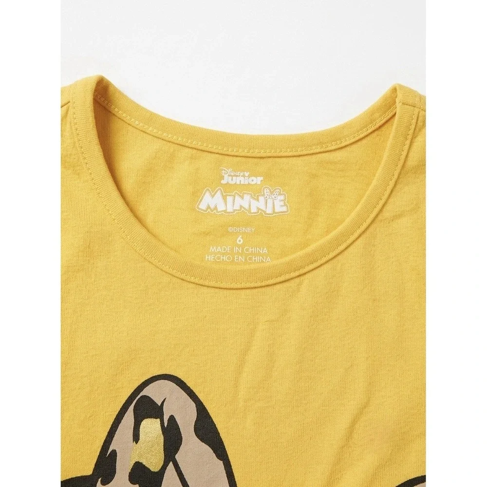 Disney Junior Minnie Mouse Girls Size 6 Yellow Leopard Print 2-Piece Pants Set